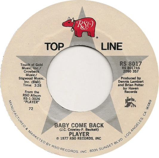 Player (4) : Baby Come Back / This Time I'm In It For Love (7", Single, RE)