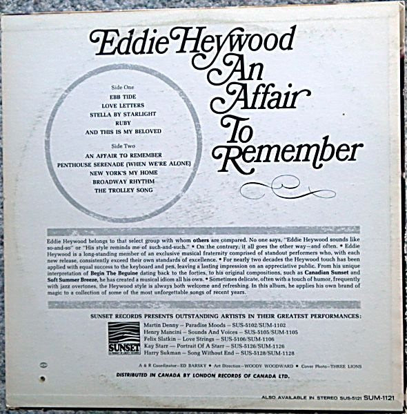 Eddie Heywood : An Affair To Remember (LP, Mono)