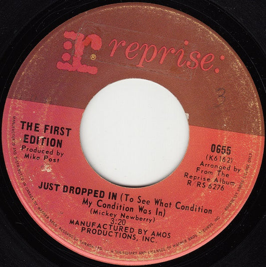 Kenny Rogers & The First Edition : Just Dropped In (To See What Condition My Condition Was In) (7", Single)