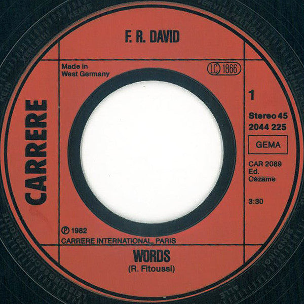 F-R David* : Words (7", Single)