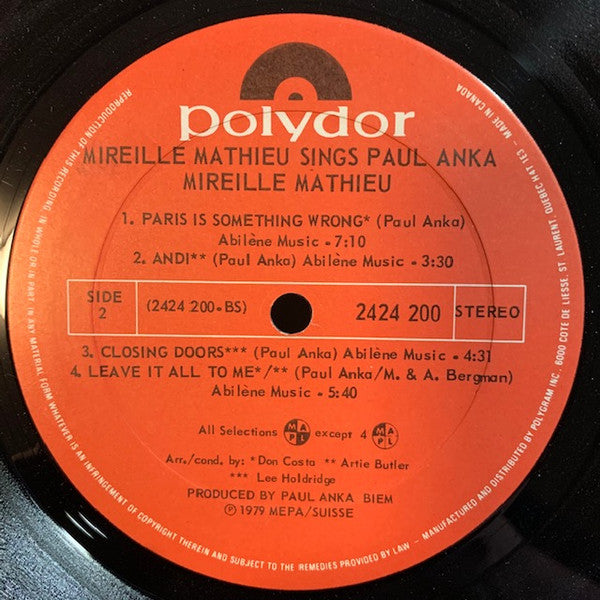 Mireille Mathieu : Sings Paul Anka - You And I (LP, Album)