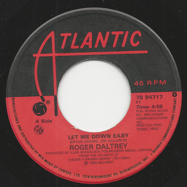 Roger Daltrey : Let Me Down Easy / Fallen Angel (7", Single)