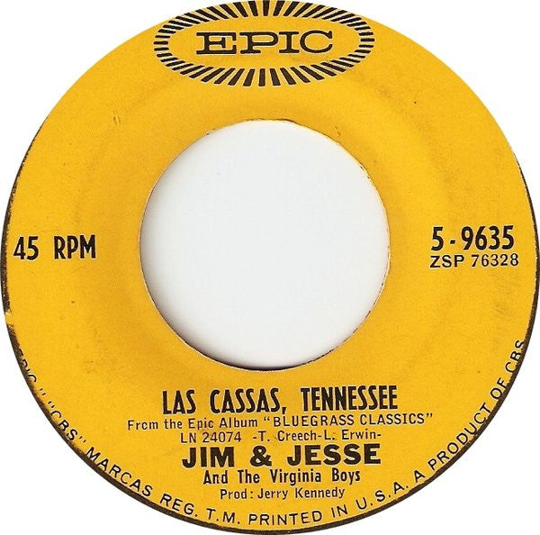 Jim & Jesse And The Virginia Boys : Las Cassas, Tennessee  (7", Single)