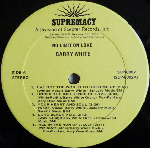Barry White : No Limit On Love (LP, Album)
