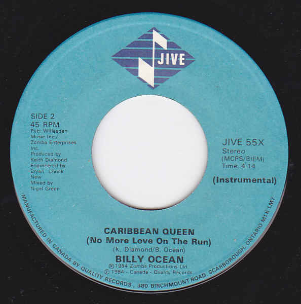 Billy Ocean : Caribbean Queen (No More Love On The Run) (7", Single)