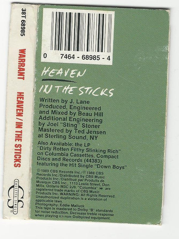 Warrant : Heaven / In The Sticks (Cass, Single)