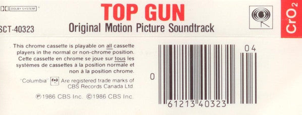Various : Top Gun (Original Motion Picture Soundtrack) (Cass, Album, CrO)