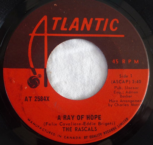 The Rascals : A Ray Of Hope (7", Single)