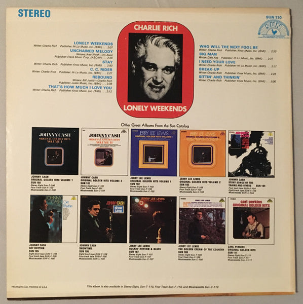 Charlie Rich : Lonely Weekends (LP, Comp)