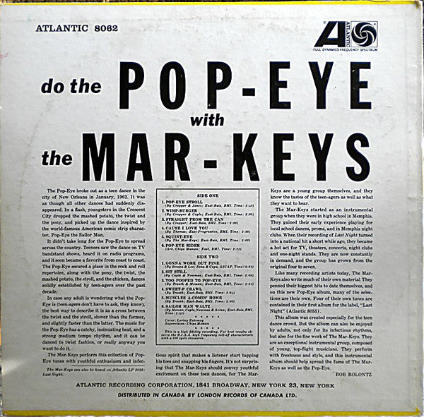 The Mar-Keys : Do The Pop-Eye (LP, Album, Mono)