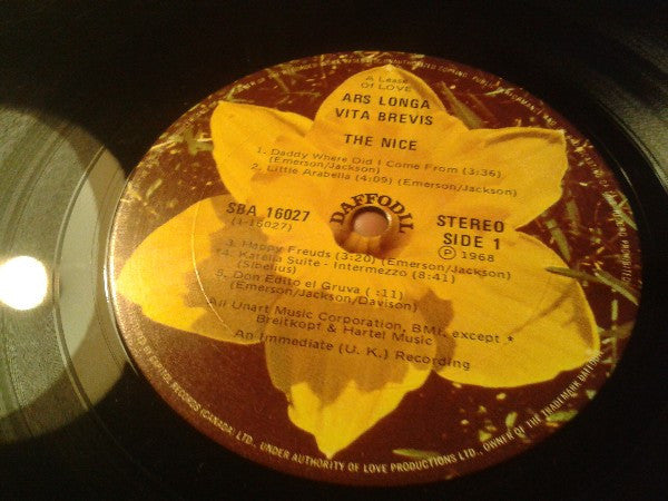 The Nice (Featuring Keith Emerson)* : Ars Longa Vita Brevis (LP, Album, RE)