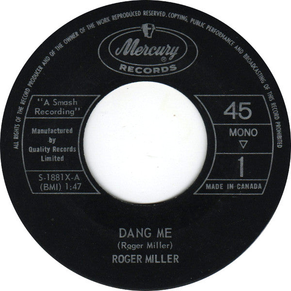 Roger Miller : Dang Me (7", Single, Mono)
