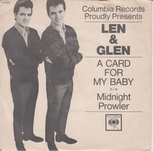 Len & Glen : A Card For My Baby / Midnight Prowler (7", Promo, Styrene)