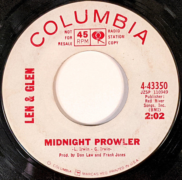 Len & Glen : A Card For My Baby / Midnight Prowler (7", Promo, Styrene)