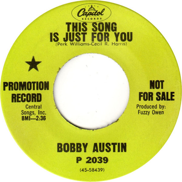 Bobby Austin : This Song Is Just For You (7", Promo)
