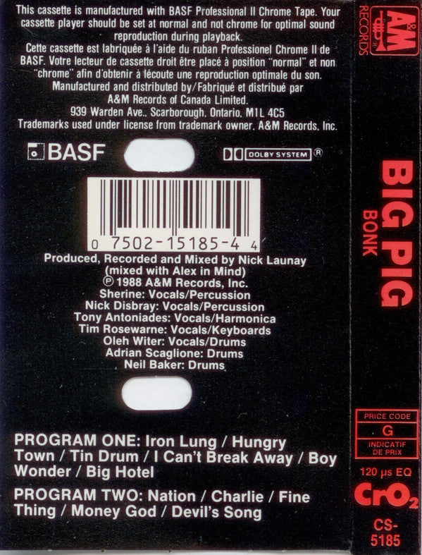 Big Pig : Bonk (Cass, Album)