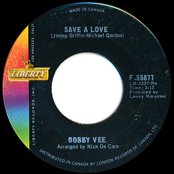 Bobby Vee : Save A Love (7", Single)