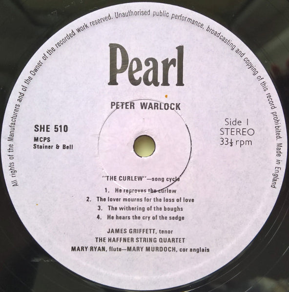 Peter Warlock - James Griffett, Haffner String Quartet, Mary Murdoch, Mary Ryan : The Curlew (And 12 Songs For Solo Voice And Instruments) (LP)