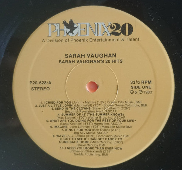 Sarah Vaughan : 20 Hits (LP, Comp)