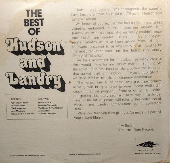 Hudson & Landry : The Best Of Hudson And Landry (LP, Comp)