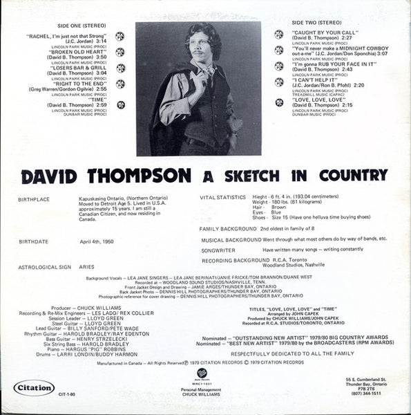 David Thompson (16) : A Sketch in Country (LP, Album)
