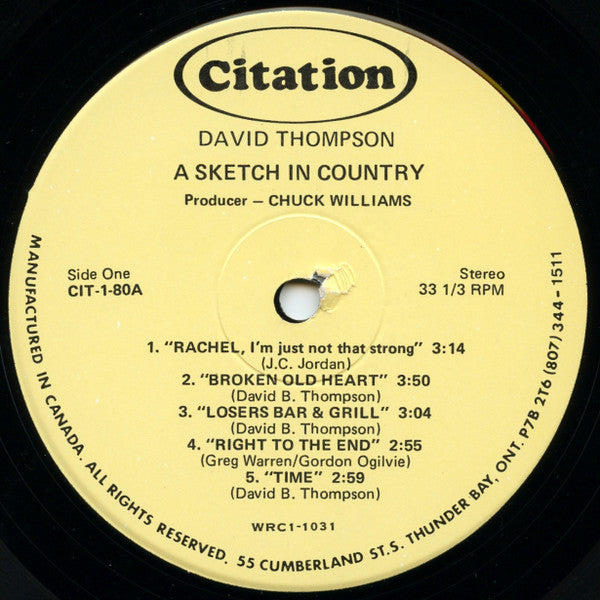 David Thompson (16) : A Sketch in Country (LP, Album)