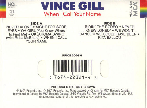 Vince Gill : When I Call Your Name (Cass, Album, Dol)