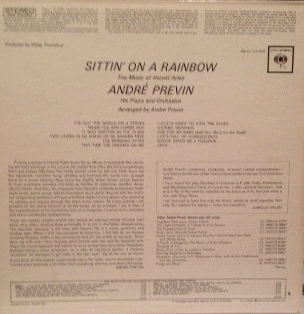 André Previn , His Piano And Orchestra* : Sittin' On A Rainbow - The Music Of Harold Arlen (LP, Album)