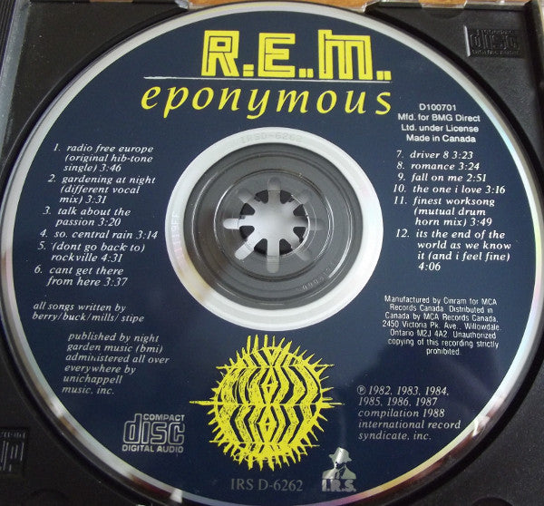 R.E.M. : Eponymous (CD, Comp, Club, RE)