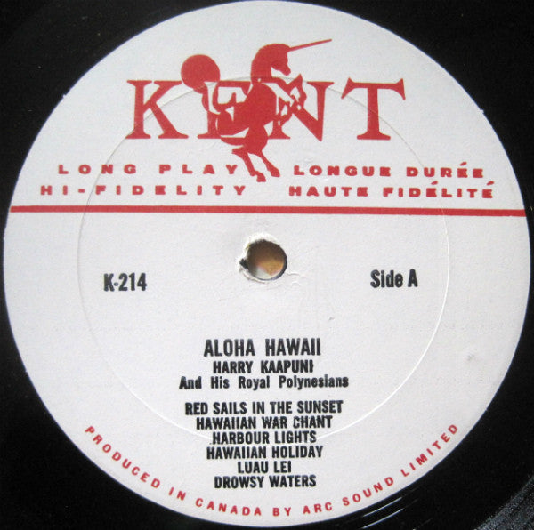 Harry Kaapuni And His Royal Polynesians : Aloha Hawaii (LP, Album)