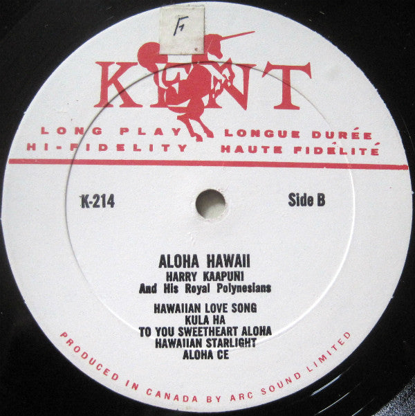 Harry Kaapuni And His Royal Polynesians : Aloha Hawaii (LP, Album)