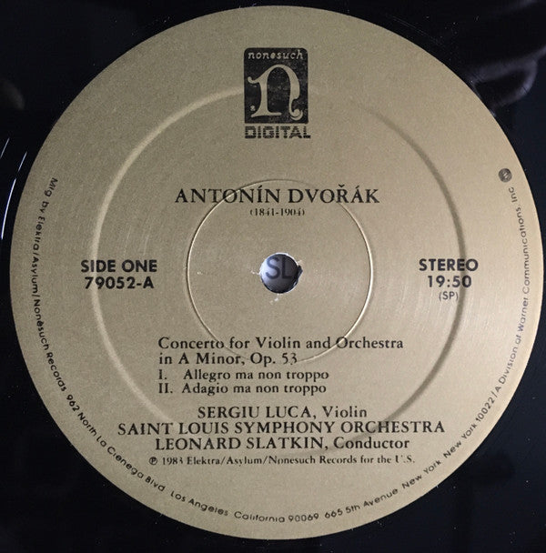 Saint Louis Symphony Orchestra, Dvorak*, Sergiu Luca, Leonard Slatkin : Violin Concerto / Romance in F Minor / Mazurek in E Minor (LP, Album)