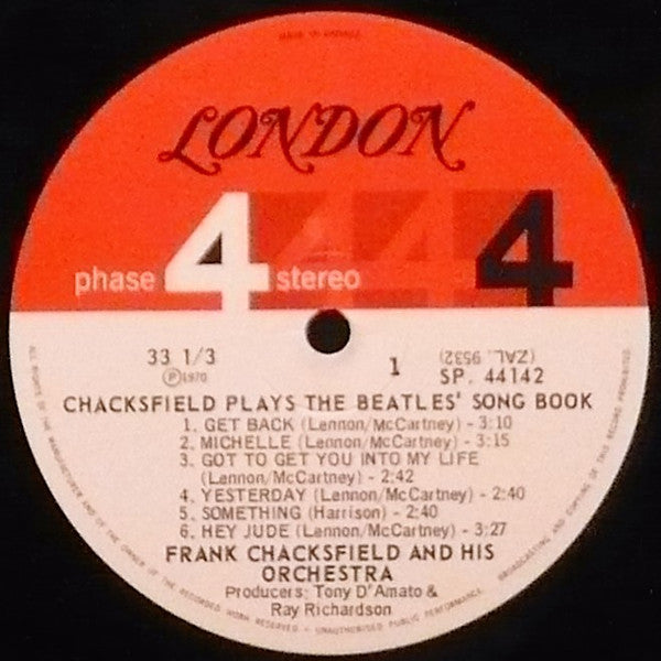 Frank Chacksfield And His Orchestra* : Chacksfield Plays The Beatles' Song Book (LP, Album)