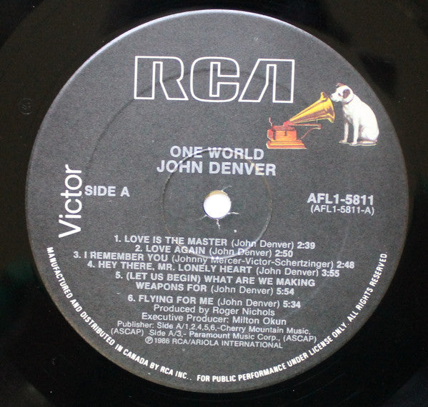 John Denver : One World (LP, Album)