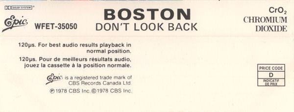 Boston : Don't Look Back (Cass, Album, RE, CrO)