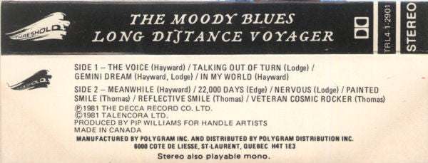 The Moody Blues : Long Distance Voyager (Cass, Album, Dol)