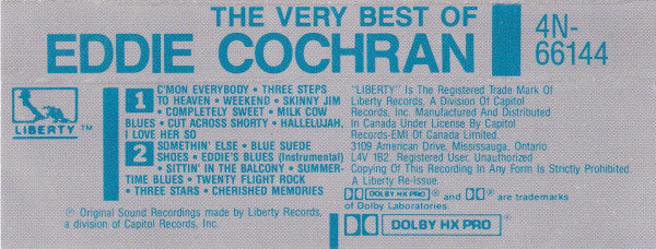 Eddie Cochran : The Very Best Of Eddie Cochran (Cass, Comp, RE)