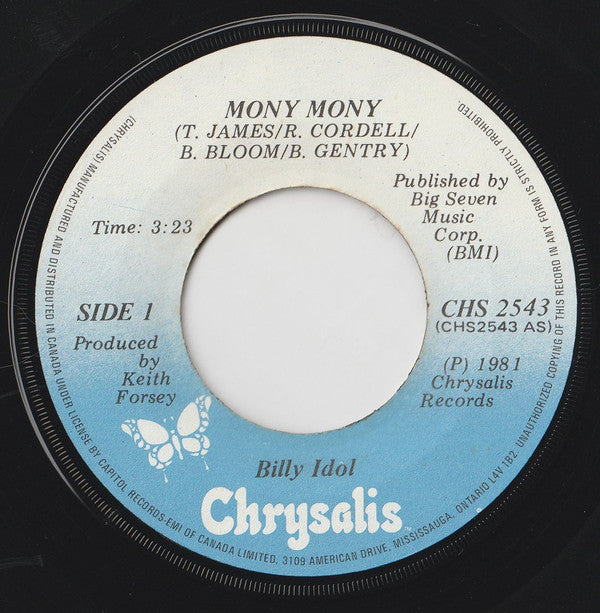 Billy Idol : Mony Mony (7", Single)