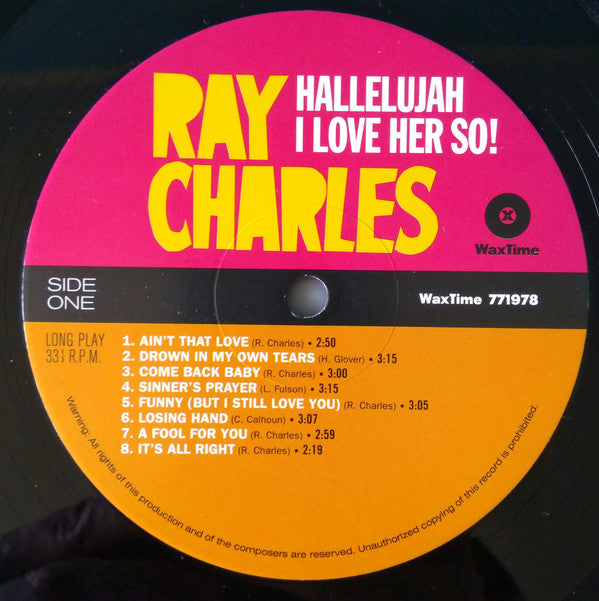 Ray Charles : Hallelujah I Love Her So! (LP, Album, Ltd, RE, RM, 180)