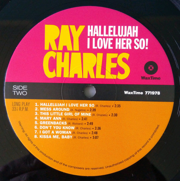 Ray Charles : Hallelujah I Love Her So! (LP, Album, Ltd, RE, RM, 180)