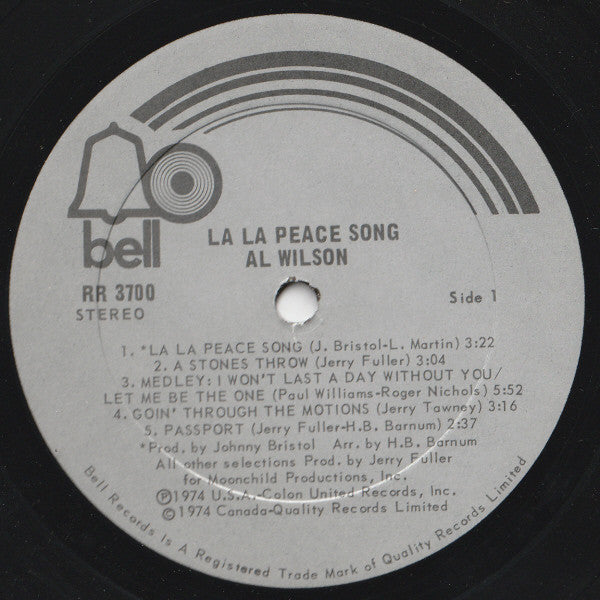 Al Wilson : La La Peace Song (LP, Album)