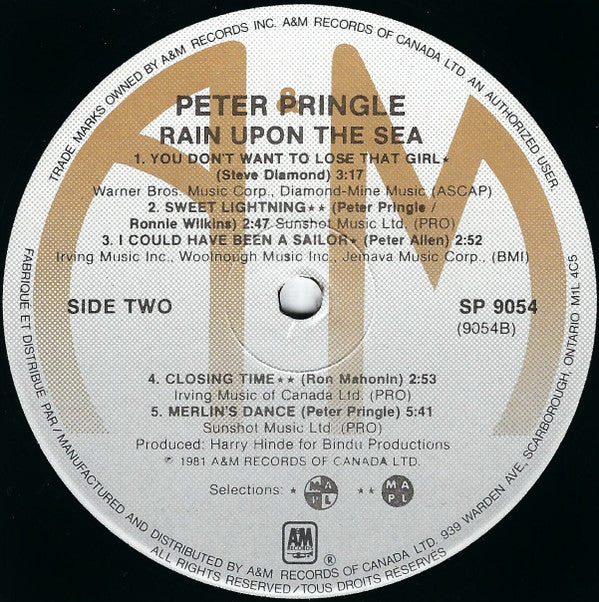 Peter Pringle : Rain Upon The Sea (LP)