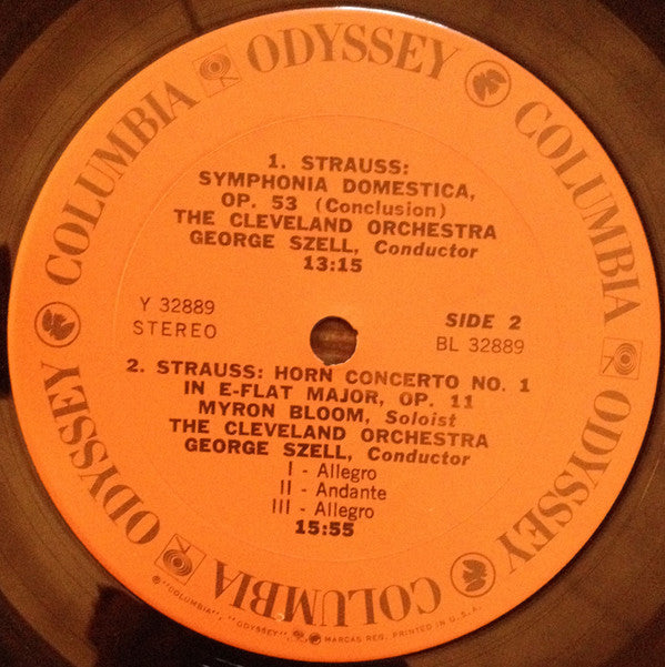 Richard Strauss - George Szell, The Cleveland Orchestra : Symphonia Domestica / Horn Concerto No. 1 In E-Flat Major (LP, Comp)