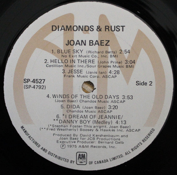 Joan Baez : Diamonds & Rust (LP, Album)