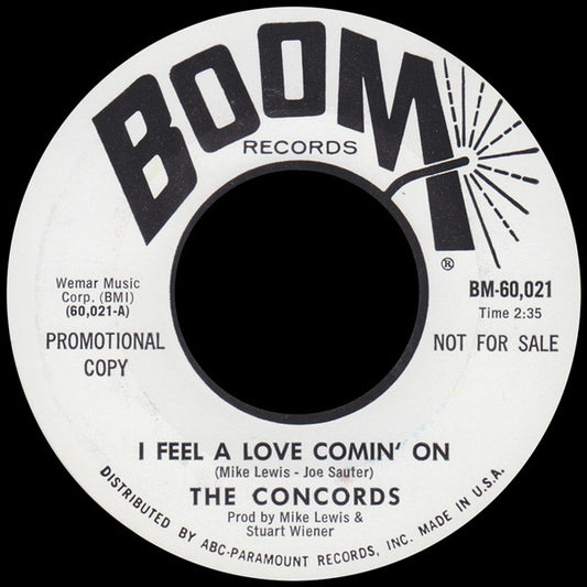 The Concords (3) : I Feel A Love Comin' On (7", Single, Promo)