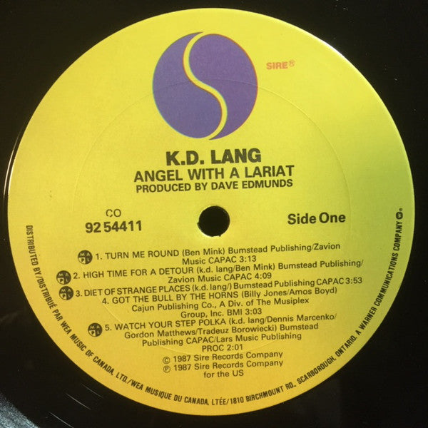 K.D. Lang And The Reclines : Angel With A Lariat (LP, Album)