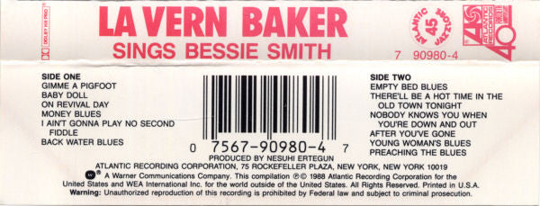 LaVern Baker : La Vern Baker Sings Bessie Smith (Cass, Album, RE, Dol)