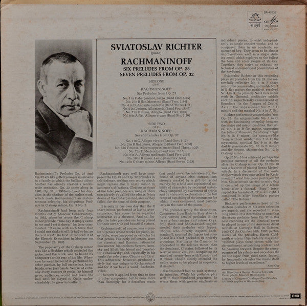 Rachmaninoff*, Sviatoslav Richter : Preludes From Op. 23 & Op. 32 - In Commemoration Of The Composer's Centennial (LP, Album)