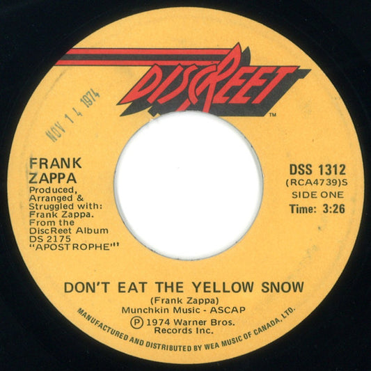 Frank Zappa : Don't Eat The Yellow Snow / Cosmick Debris (7", Single)