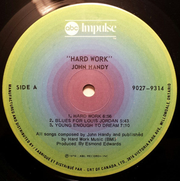 John Handy : Hard Work (LP, Album)